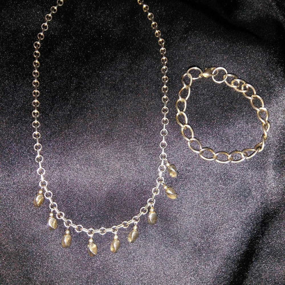 Vintage Gold Plated Necklace & Bracelet Set
